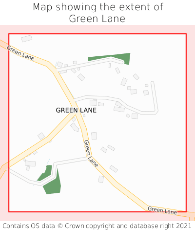 Map showing extent of Green Lane as bounding box
