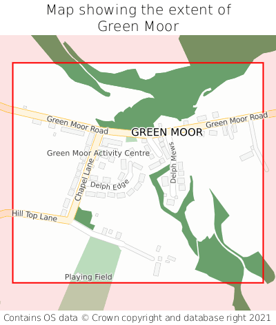 Map showing extent of Green Moor as bounding box