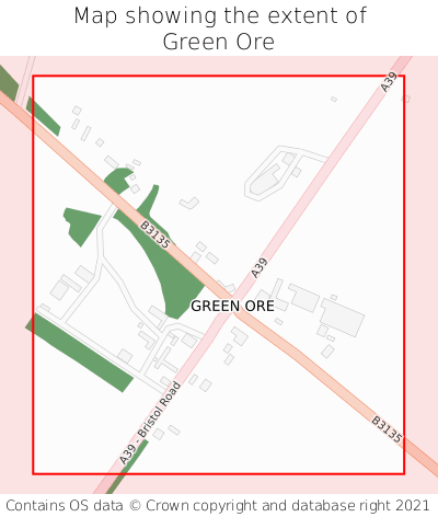Map showing extent of Green Ore as bounding box