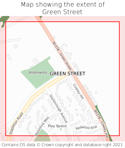 Map showing extent of Green Street as bounding box