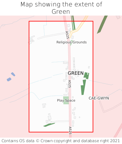 Map showing extent of Green as bounding box