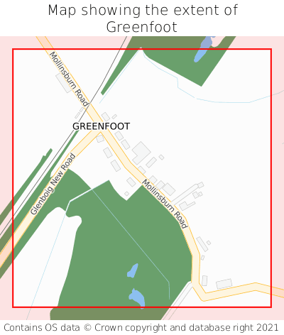 Map showing extent of Greenfoot as bounding box
