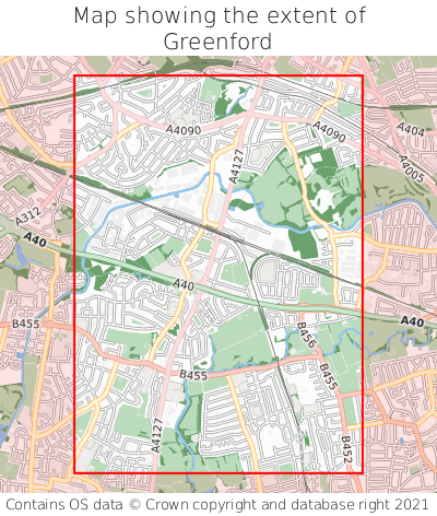 Map showing extent of Greenford as bounding box