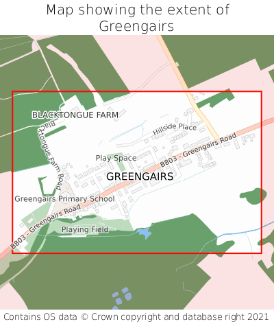 Map showing extent of Greengairs as bounding box