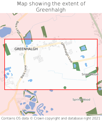 Map showing extent of Greenhalgh as bounding box