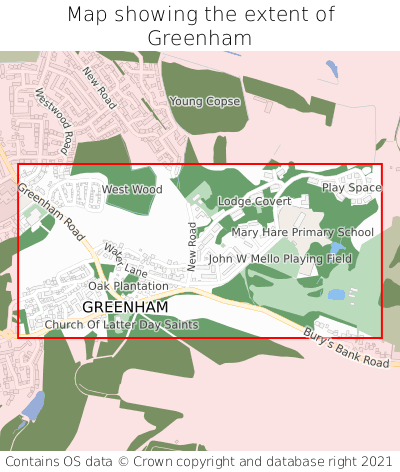 Map showing extent of Greenham as bounding box