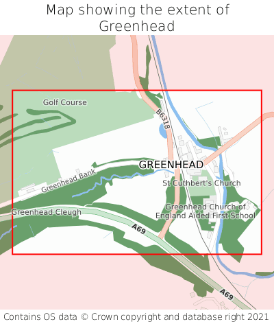 Map showing extent of Greenhead as bounding box