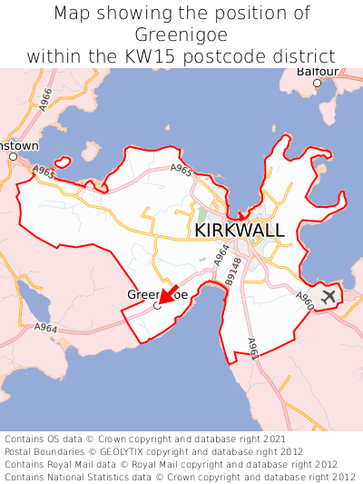 Map showing location of Greenigoe within KW15
