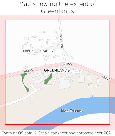 Map showing extent of Greenlands as bounding box