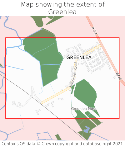 Map showing extent of Greenlea as bounding box