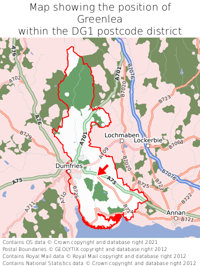 Map showing location of Greenlea within DG1