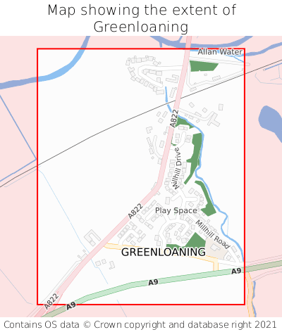 Map showing extent of Greenloaning as bounding box