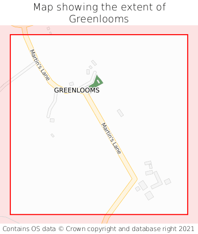 Map showing extent of Greenlooms as bounding box