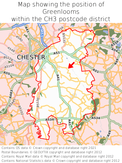 Map showing location of Greenlooms within CH3