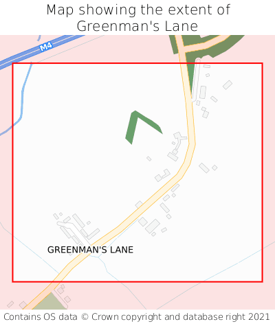 Map showing extent of Greenman's Lane as bounding box