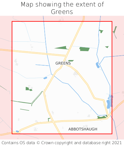 Map showing extent of Greens as bounding box