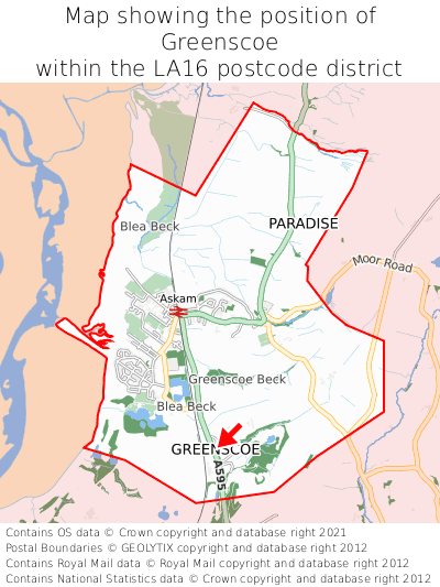 Map showing location of Greenscoe within LA16