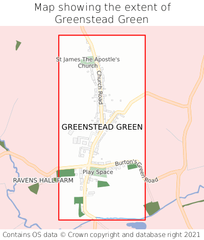 Map showing extent of Greenstead Green as bounding box