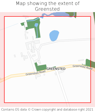 Map showing extent of Greensted as bounding box