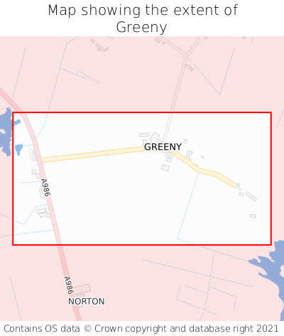 Map showing extent of Greeny as bounding box