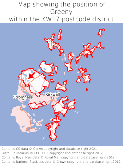 Map showing location of Greeny within KW17