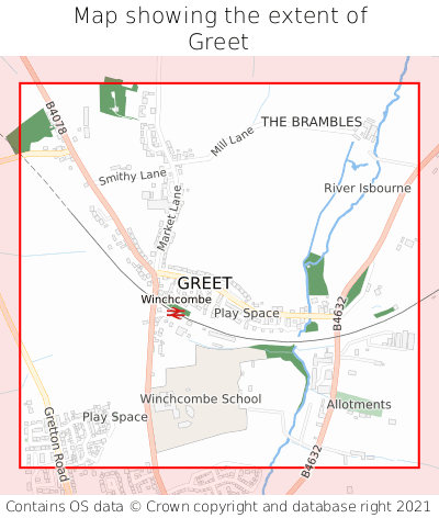 Map showing extent of Greet as bounding box