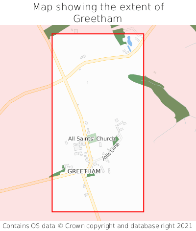 Map showing extent of Greetham as bounding box