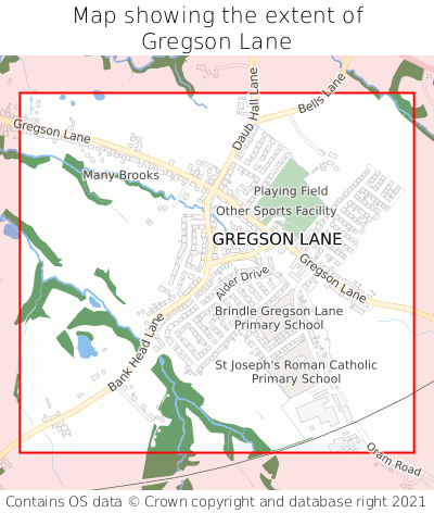 Map showing extent of Gregson Lane as bounding box