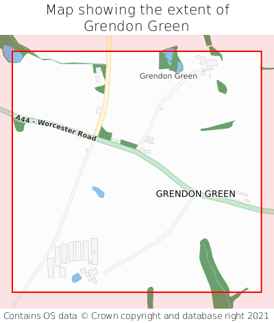 Map showing extent of Grendon Green as bounding box