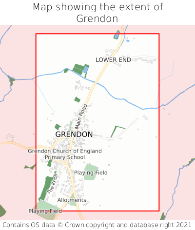 Map showing extent of Grendon as bounding box