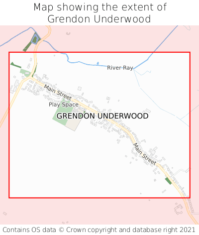 Map showing extent of Grendon Underwood as bounding box