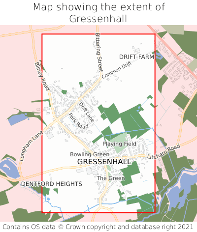 Map showing extent of Gressenhall as bounding box