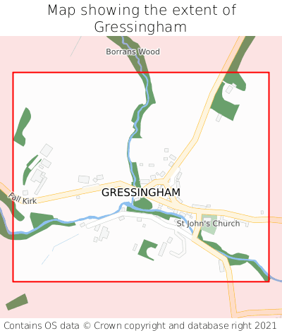 Map showing extent of Gressingham as bounding box
