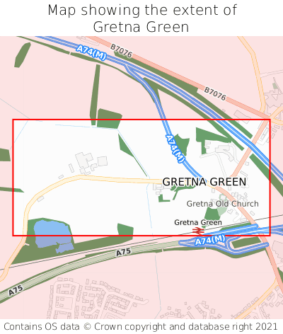 Map showing extent of Gretna Green as bounding box