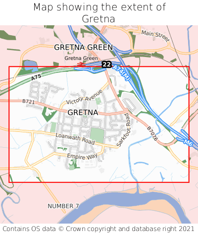 Map showing extent of Gretna as bounding box