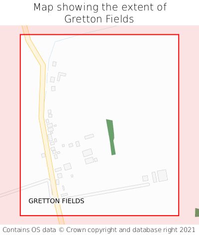 Map showing extent of Gretton Fields as bounding box