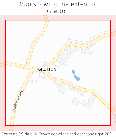 Map showing extent of Gretton as bounding box