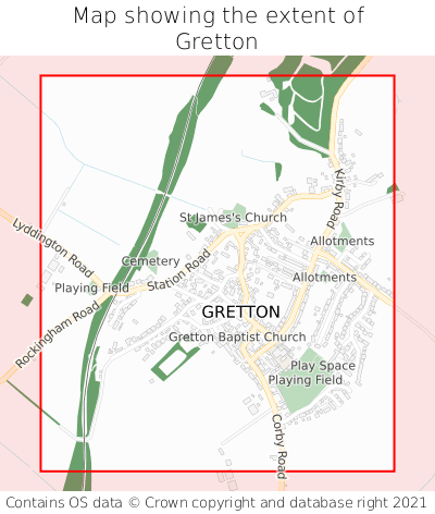 Map showing extent of Gretton as bounding box