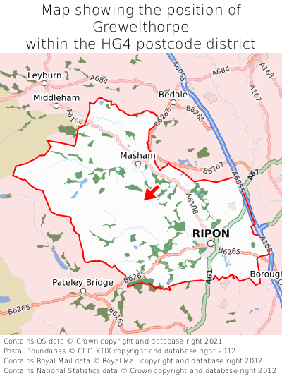 Map showing location of Grewelthorpe within HG4