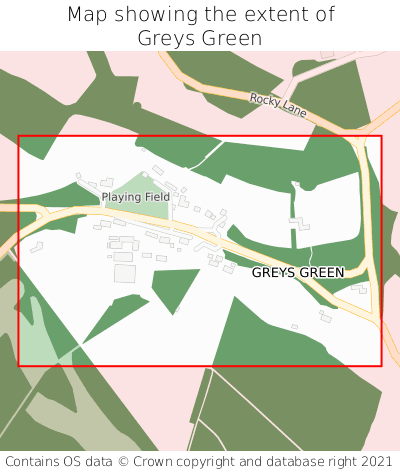 Map showing extent of Greys Green as bounding box