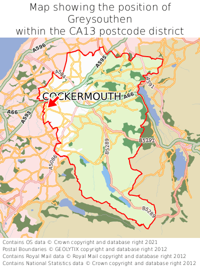 Map showing location of Greysouthen within CA13