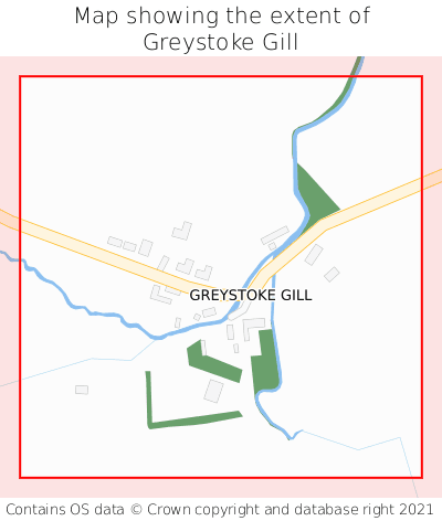 Map showing extent of Greystoke Gill as bounding box