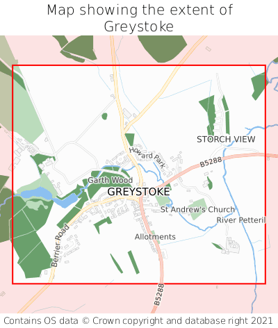 Map showing extent of Greystoke as bounding box