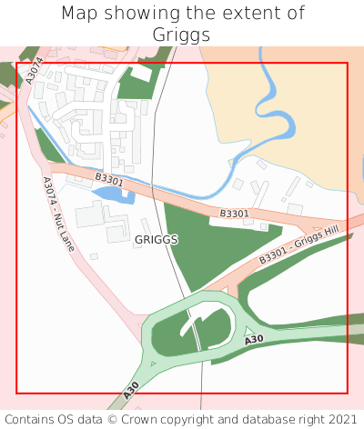 Map showing extent of Griggs as bounding box