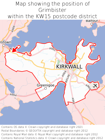 Map showing location of Grimbister within KW15