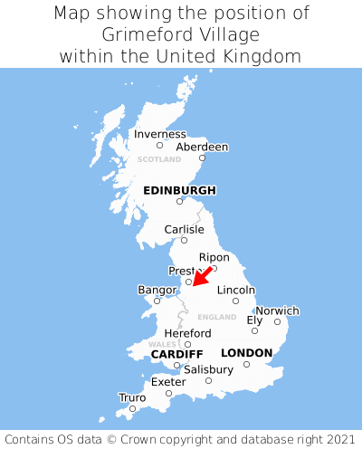 Map showing location of Grimeford Village within the UK