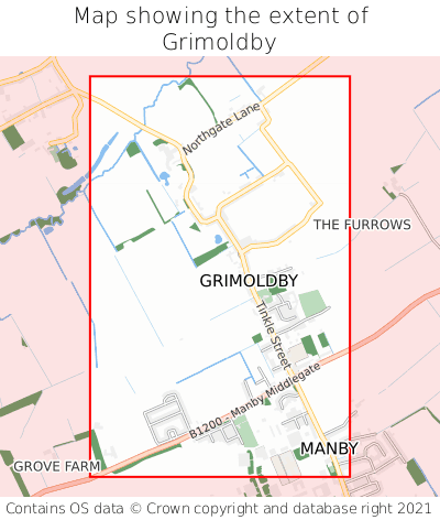 Map showing extent of Grimoldby as bounding box