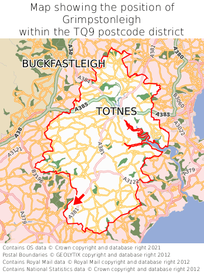 Map showing location of Grimpstonleigh within TQ9