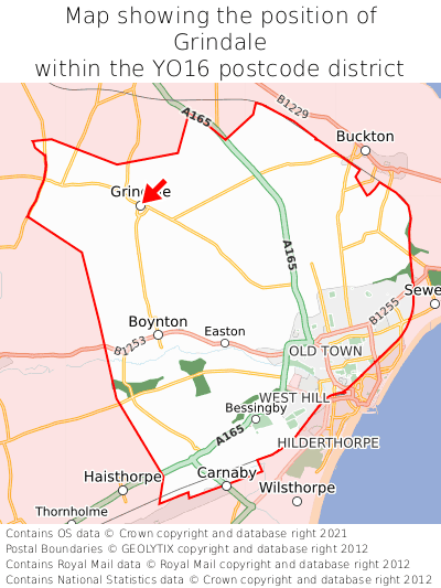 Map showing location of Grindale within YO16
