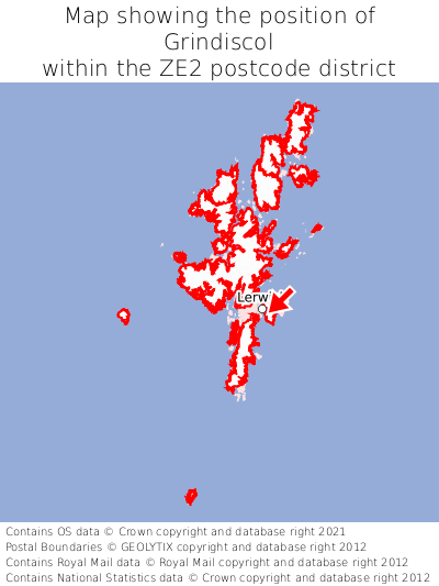 Map showing location of Grindiscol within ZE2